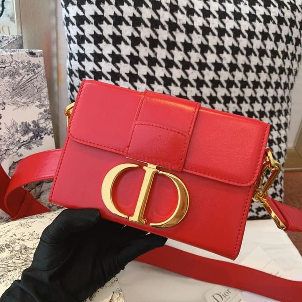 GLAMI Mini 30 Montaigne Bag Gold Toned Hardware Red For Women 18cm/7in CD