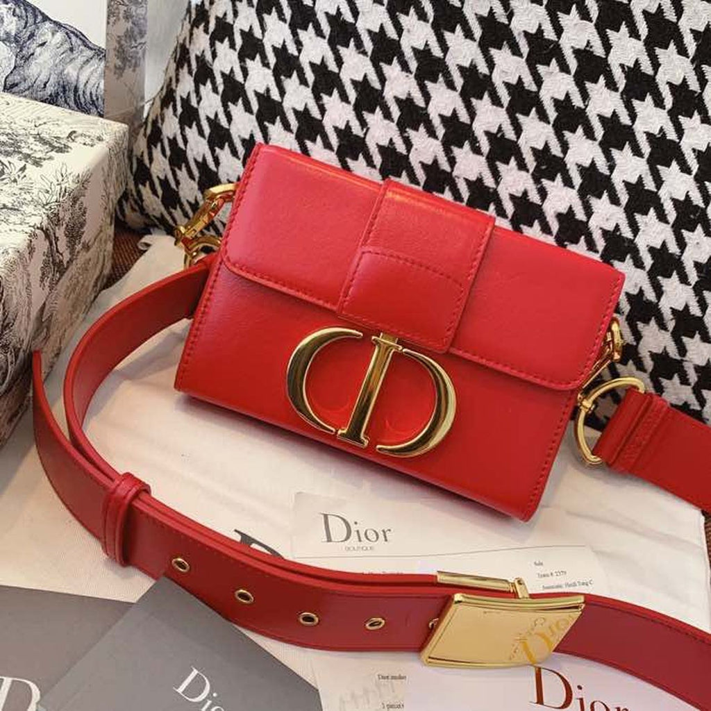 GLAMI Mini 30 Montaigne Bag Gold Toned Hardware Red For Women 18cm/7in CD