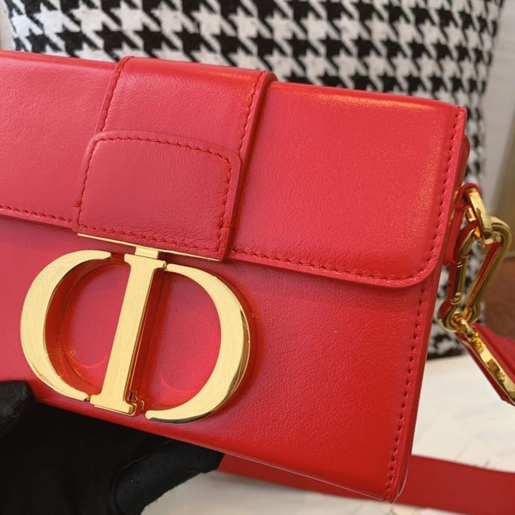 GLAMI Mini 30 Montaigne Bag Gold Toned Hardware Red For Women 18cm/7in CD