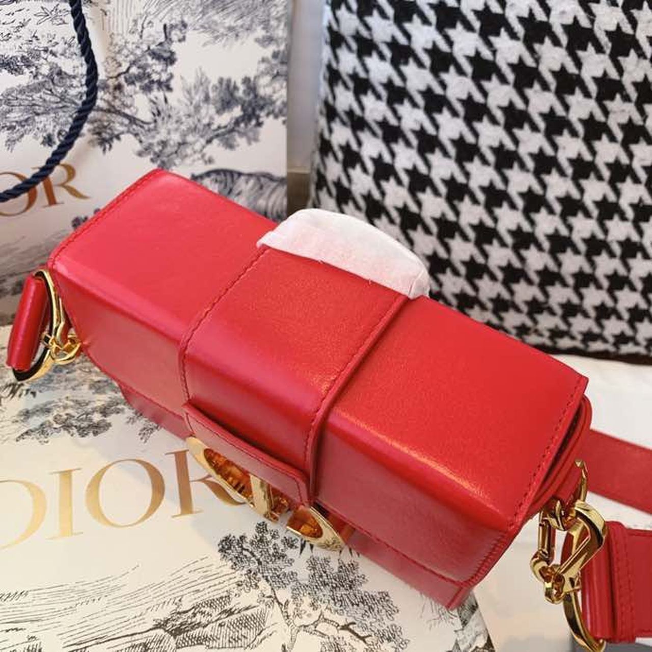 GLAMI Mini 30 Montaigne Bag Gold Toned Hardware Red For Women 18cm/7in CD