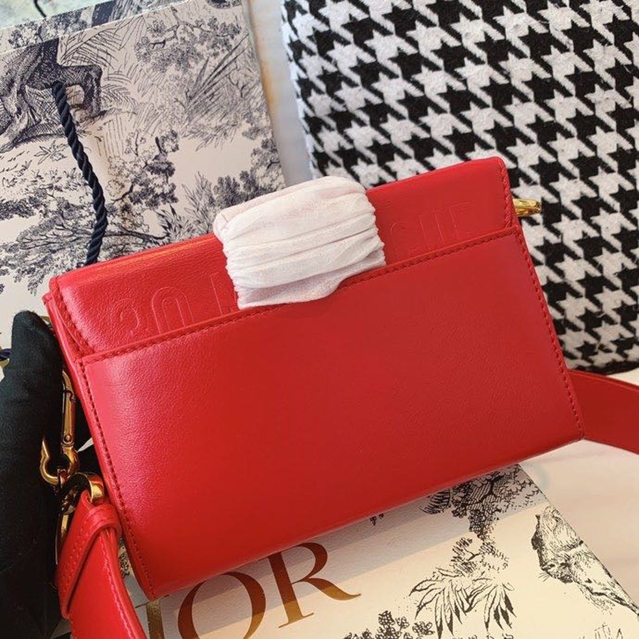GLAMI Mini 30 Montaigne Bag Gold Toned Hardware Red For Women 18cm/7in CD