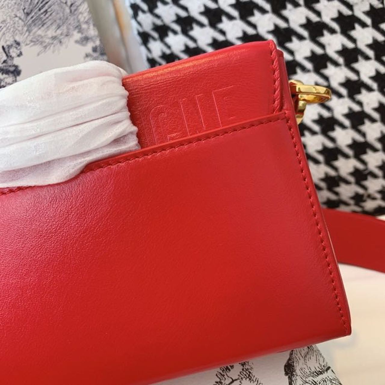 GLAMI Mini 30 Montaigne Bag Gold Toned Hardware Red For Women 18cm/7in CD