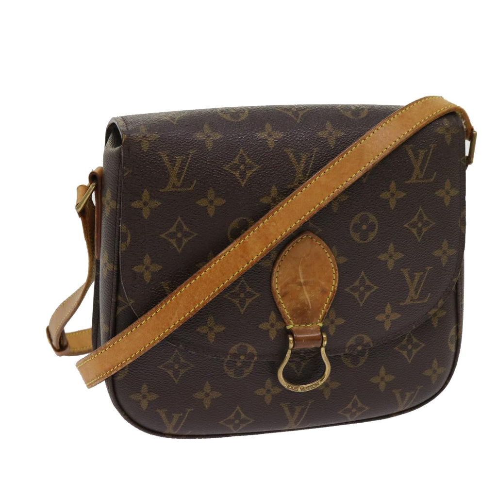 Coated Canvas Shoulder Bag with Golden Hardware and Adjustable Strap