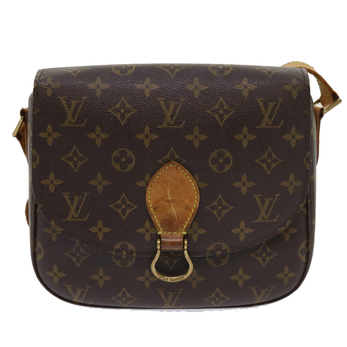 Coated Canvas Shoulder Bag with Golden Hardware and Adjustable Strap