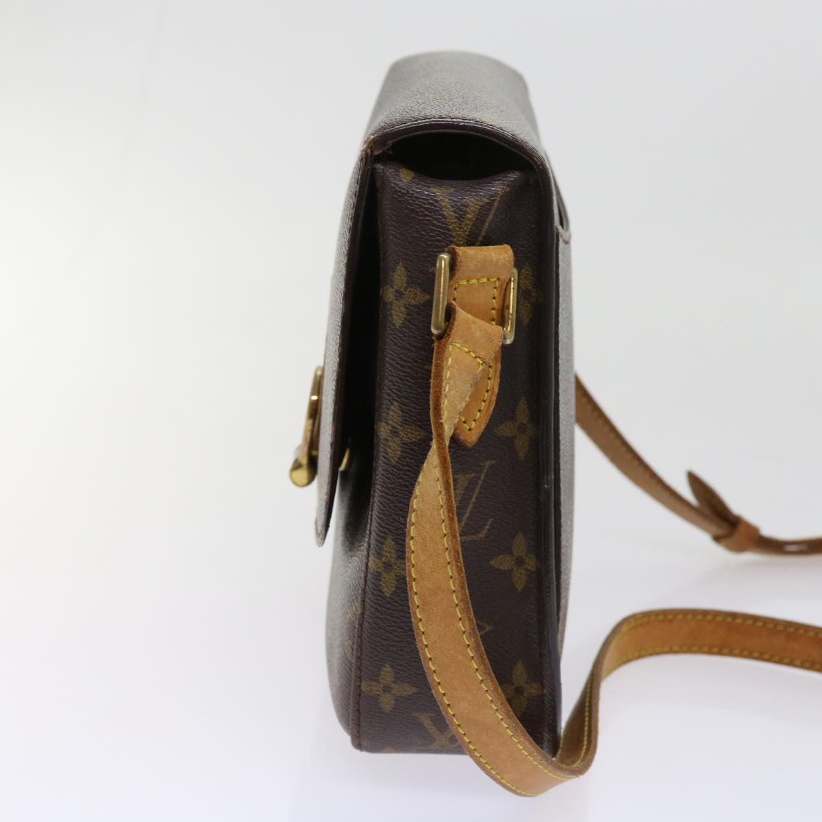 Coated Canvas Shoulder Bag with Golden Hardware and Adjustable Strap