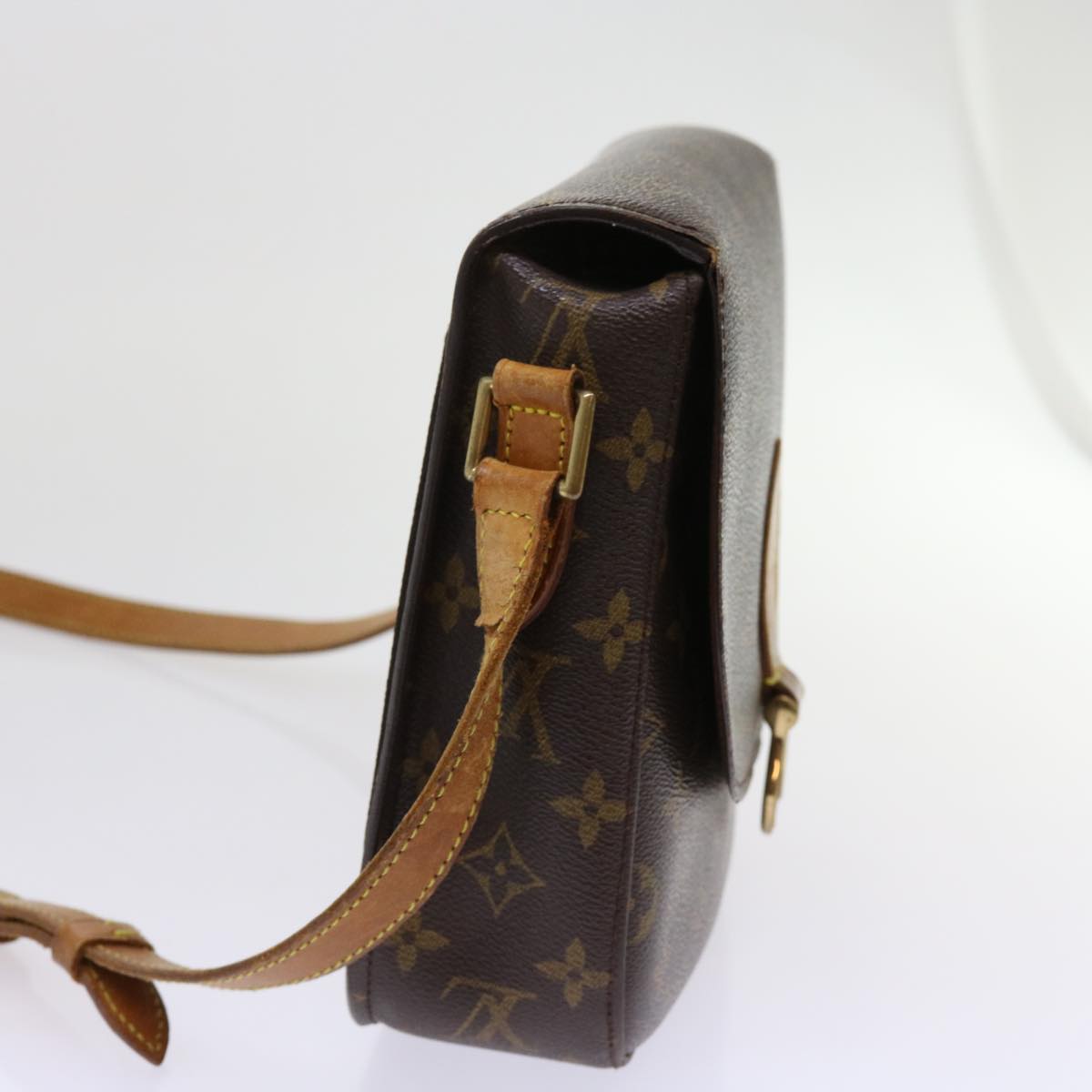 Coated Canvas Shoulder Bag with Golden Hardware and Adjustable Strap