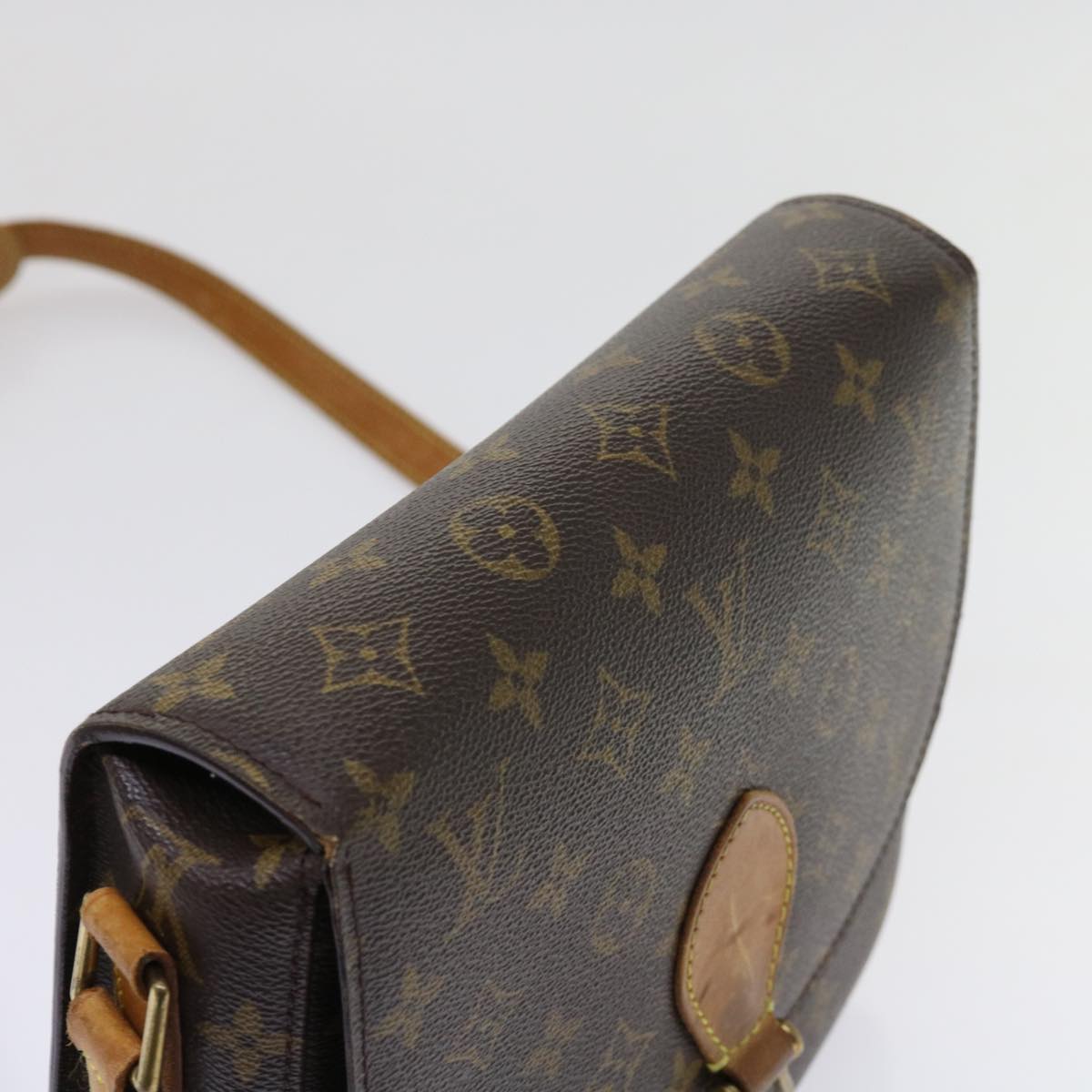 Coated Canvas Shoulder Bag with Golden Hardware and Adjustable Strap