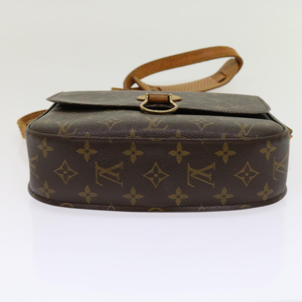 Coated Canvas Shoulder Bag with Golden Hardware and Adjustable Strap