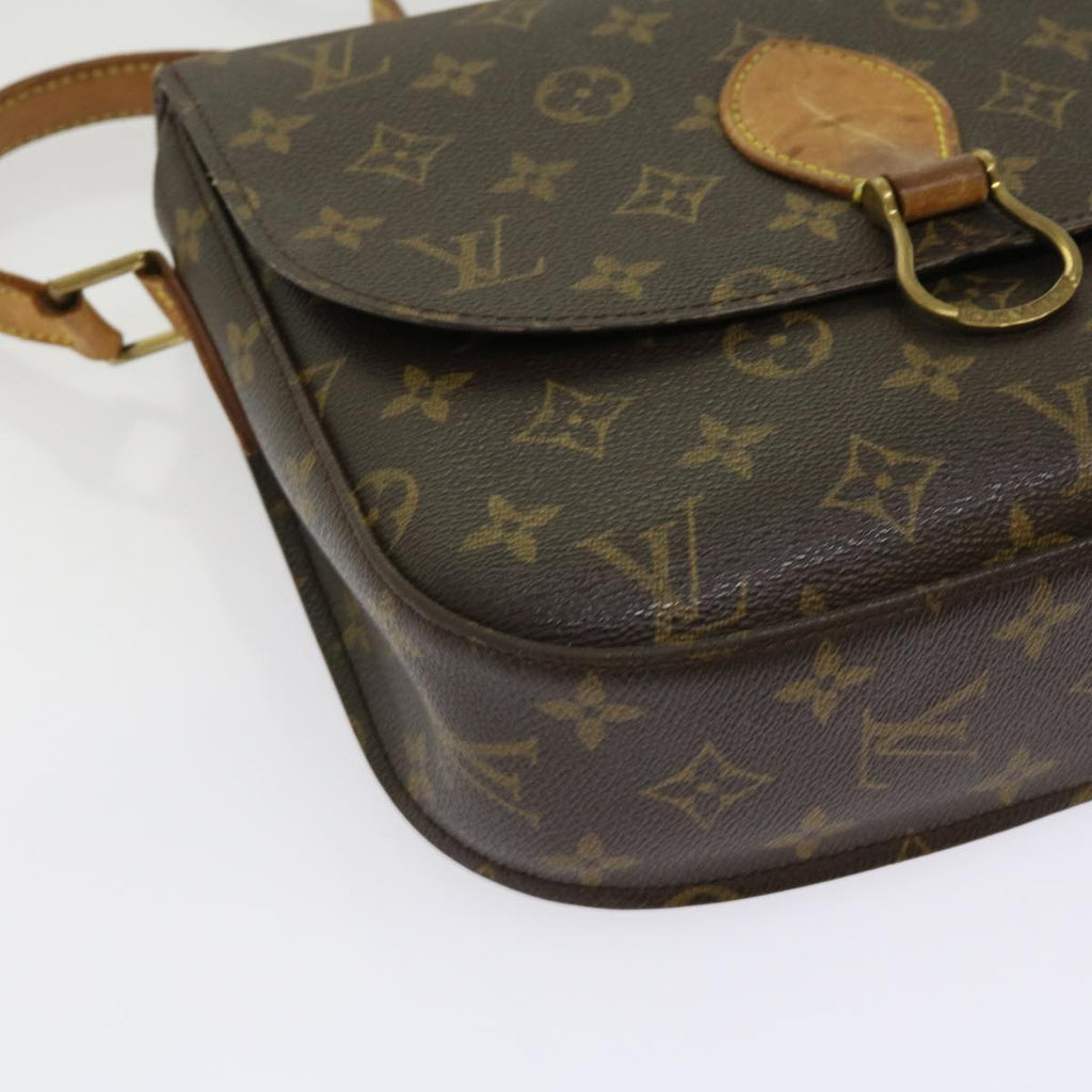 Coated Canvas Shoulder Bag with Golden Hardware and Adjustable Strap