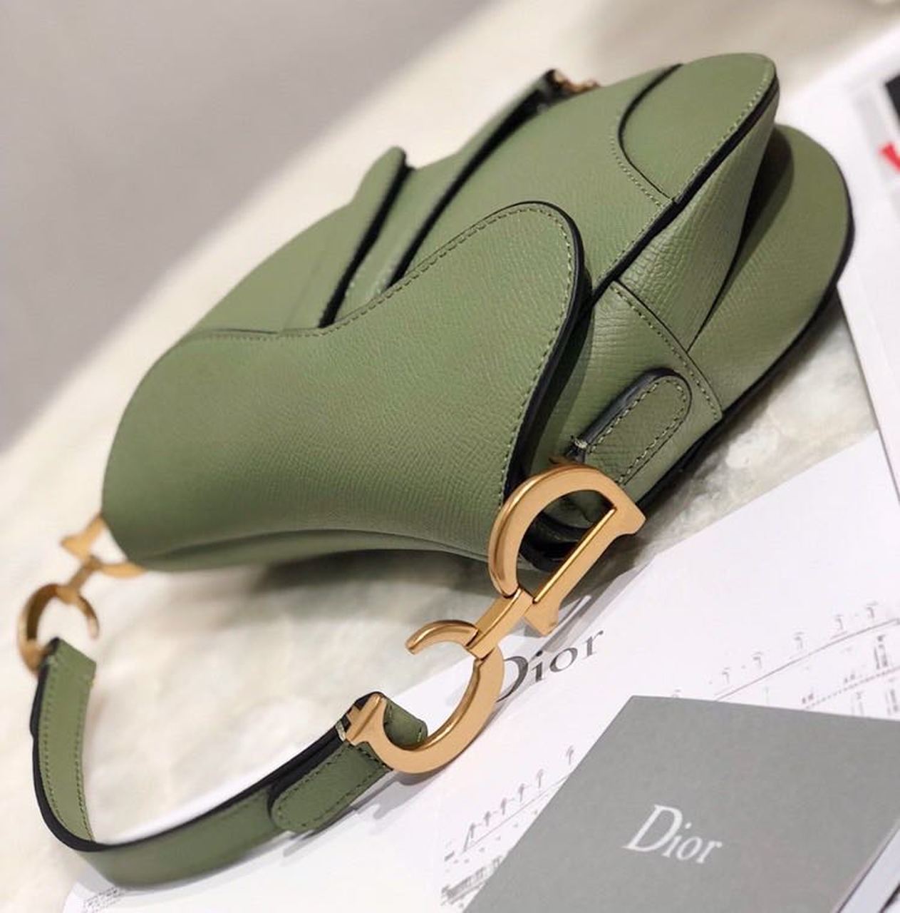 GLAMI Saddle Bag GLAMIdar Green Grained Canvas Spring For Women 20cm/8in CD