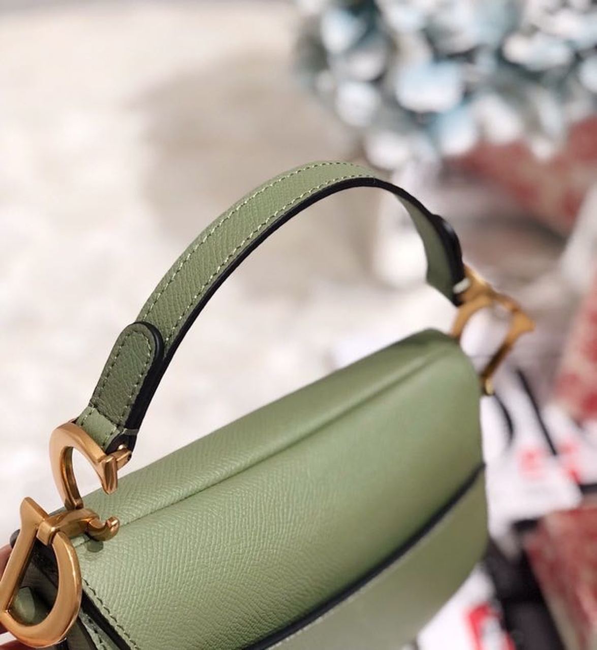 GLAMI Saddle Bag GLAMIdar Green Grained Canvas Spring For Women 20cm/8in CD