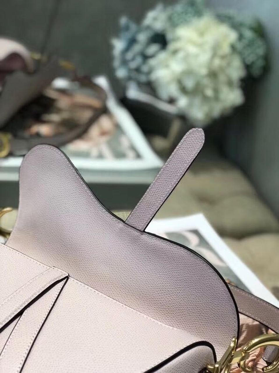 GLAMI Saddle Bag Grained Canvas Light Pink For Women 19.5cm/7.6in CD