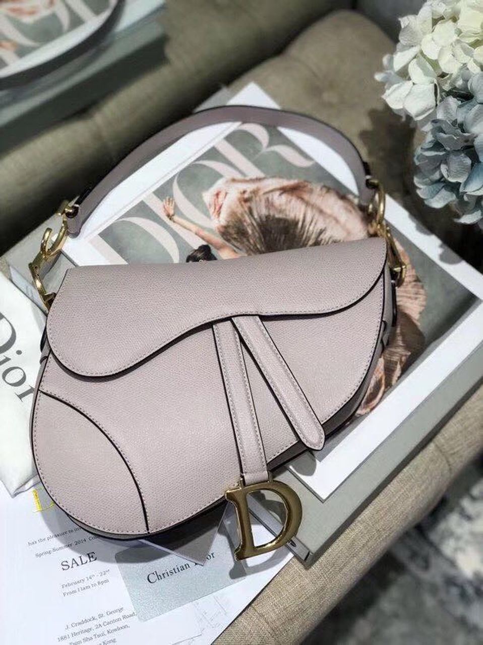 GLAMI Saddle Bag Grained Canvas Light Pink For Women 19.5cm/7.6in CD
