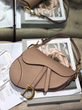 GLAMI Warm Taupe Grained Saddle Bag Gold Toned Hardware Canvas For Women 25cm/10in CD M0446CBAA_M45M
