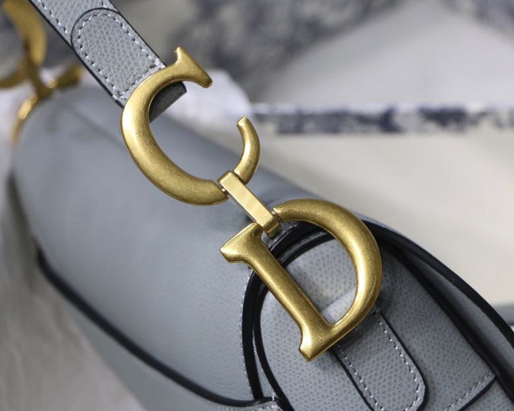 GLAMI Saddle Bag Light Blue Grained Gold Toned Hardware For Women 25cm/10in CD