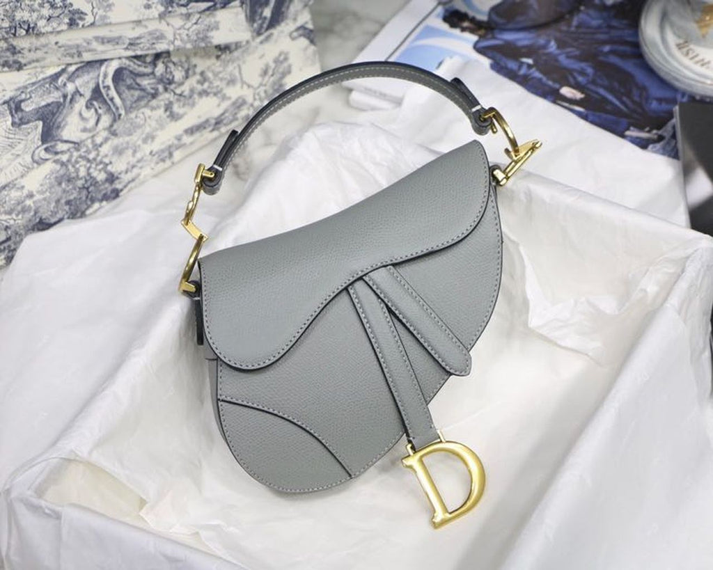 GLAMI Saddle Bag Light Blue Grained Gold Toned Hardware Canvas For Women 19.5cm/7.6in CD