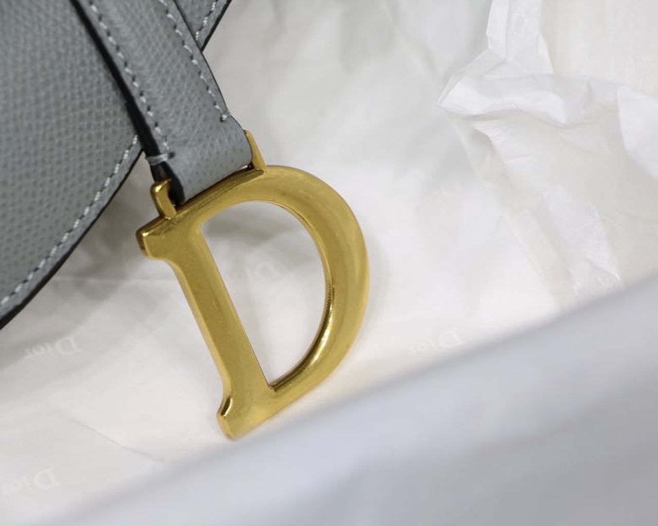 GLAMI Saddle Bag Light Blue Grained Gold Toned Hardware Canvas For Women 19.5cm/7.6in CD