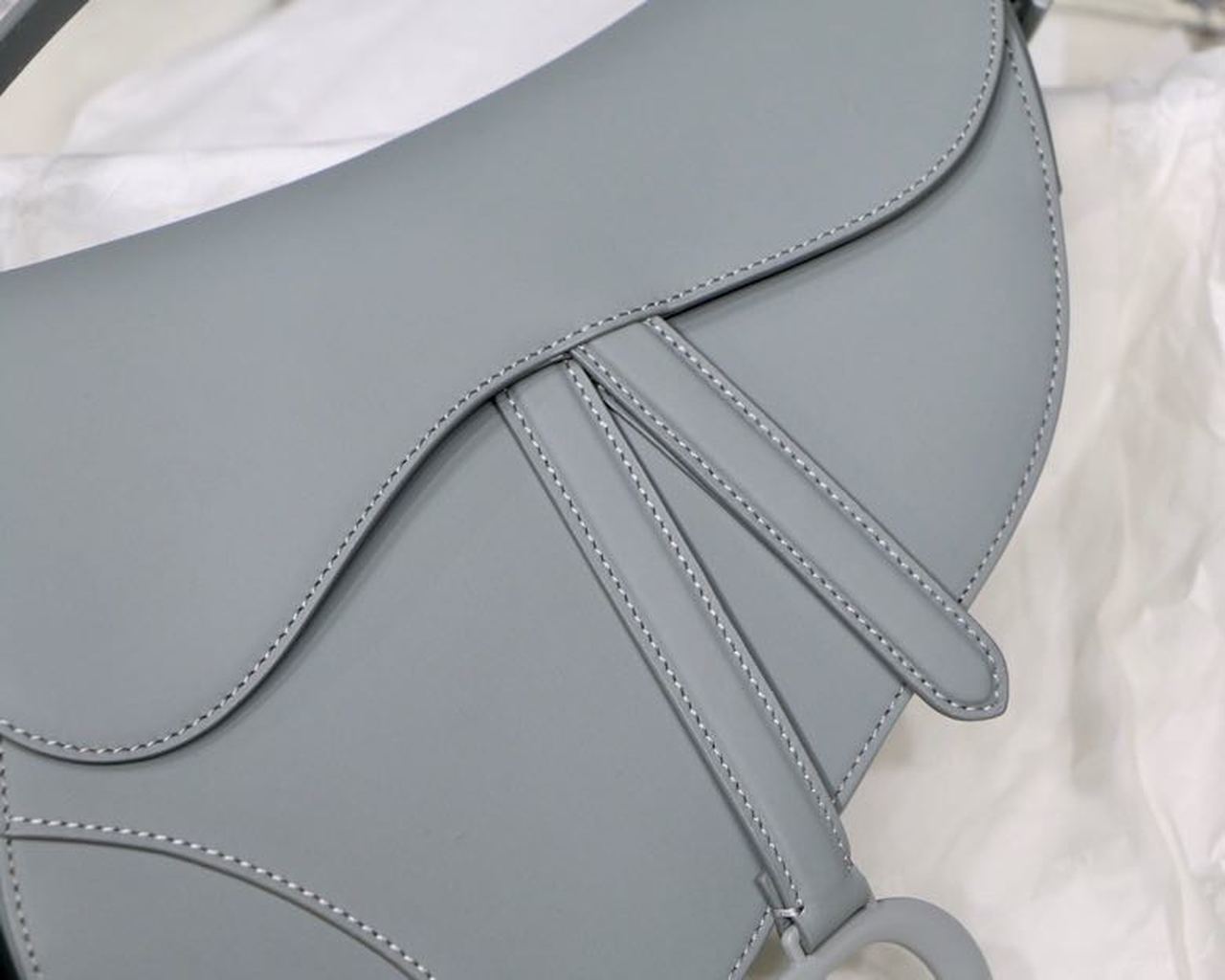 GLAMI Ultramatte Saddle Bag Light Blue Grained Gold Toned Hardware For Women 25cm/10in CD