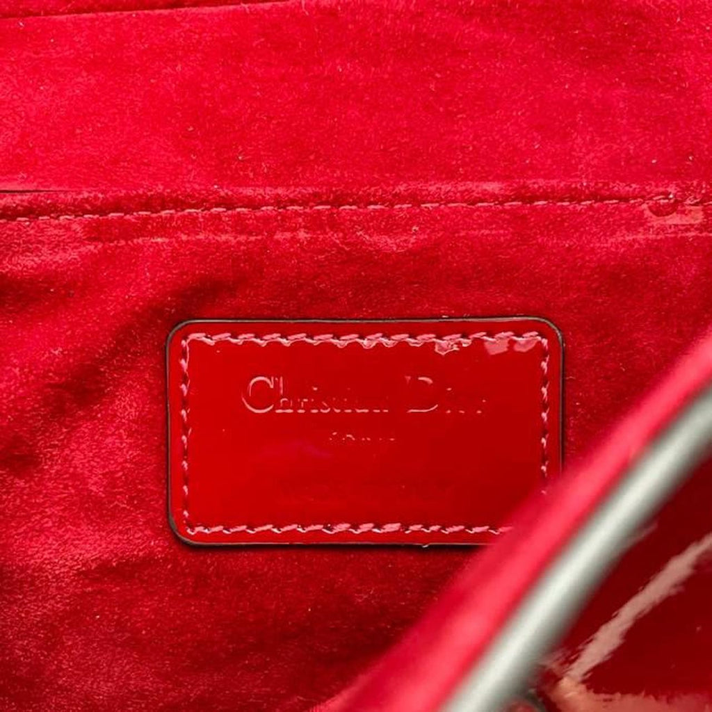 GLAMI Micro Saddle Bag Red Patent Gold Toned Hardware For Women 19.5cm/7.6in CD