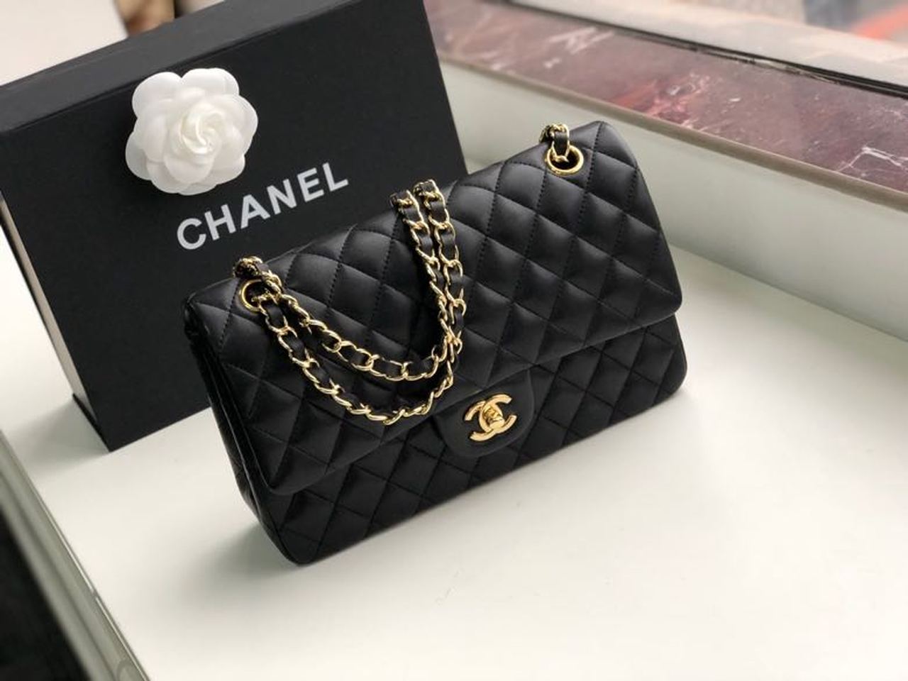CHL Classic Handbag Gold Toned Hardware Black For Women, Women’s Bags, Shoulder And Crossbody Bags 10.2in/26cm A01112