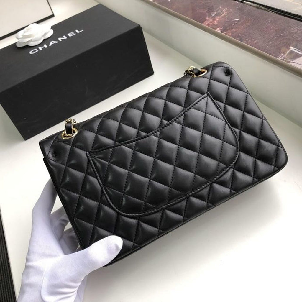 CHL Classic Handbag Gold Toned Hardware Black For Women, Women’s Bags, Shoulder And Crossbody Bags 10.2in/26cm A01112