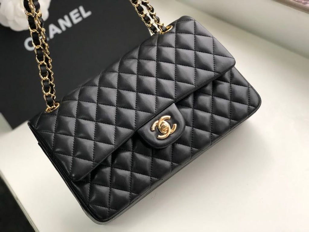 CHL Classic Handbag Gold Toned Hardware Black For Women, Women’s Bags, Shoulder And Crossbody Bags 10.2in/26cm A01112