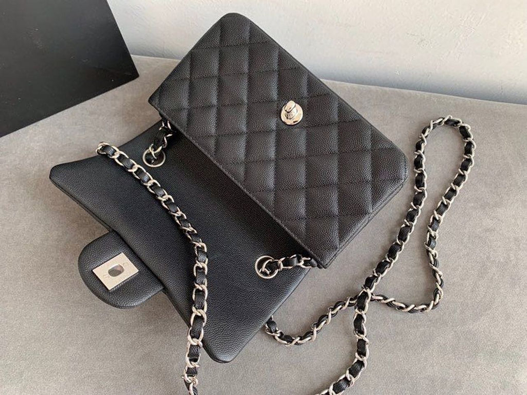 CHLSmall Classic Handbag Rose Gold Toned Hardware Black For Women Bags, Shoulder and Crossbody Bags 7.8in/20cm A01113