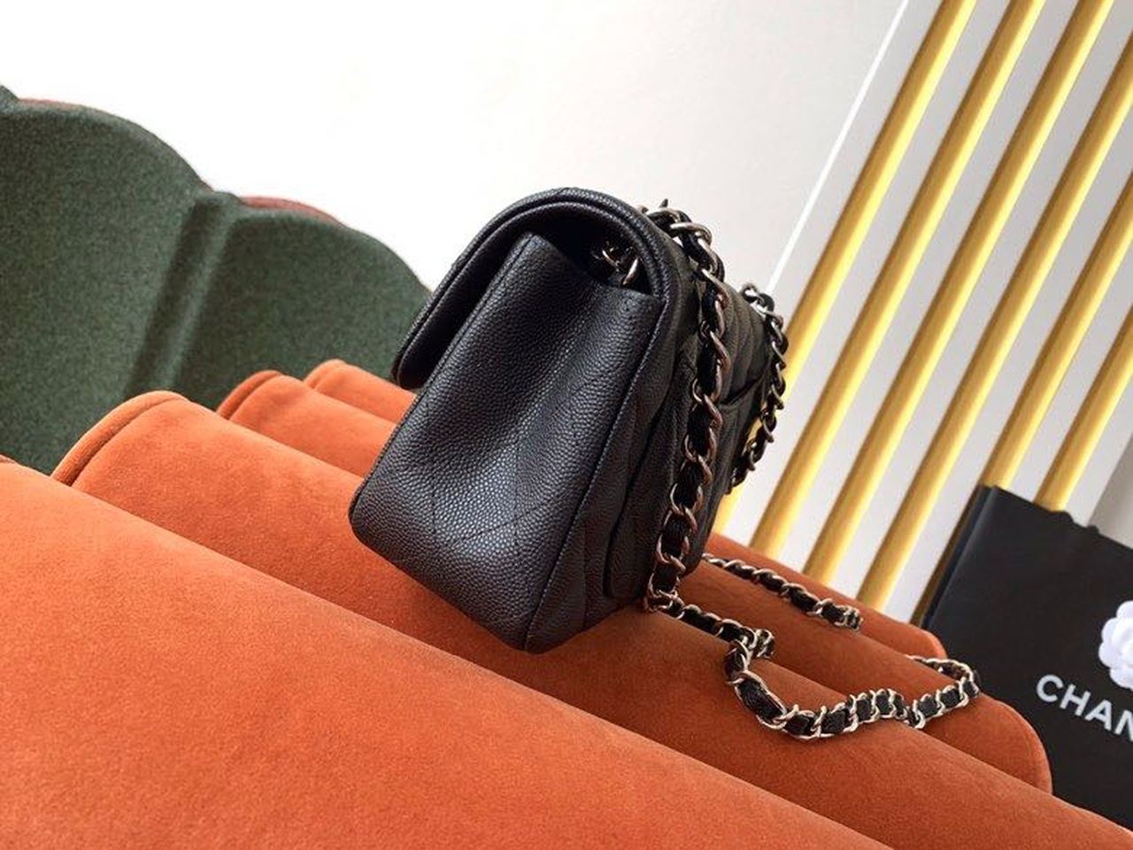 CHLSmall Classic Handbag Rose Gold Toned Hardware Black For Women, Women’s Bags, Shoulder and Crossbody Bags 7.8in/20cm A01113