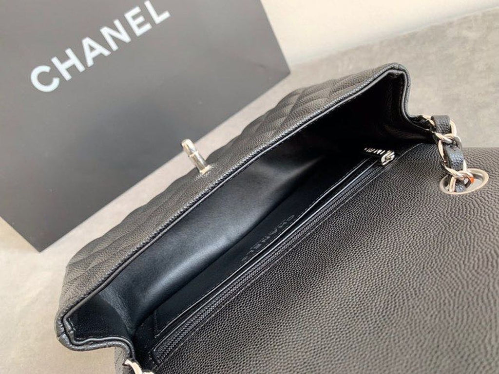 CHLSmall Classic Handbag Rose Gold Toned Hardware Black For Women Bags, Shoulder and Crossbody Bags 7.8in/20cm A01113