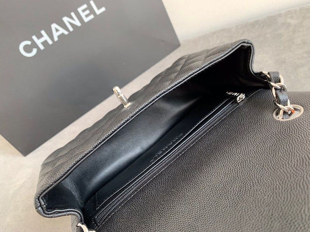 CHLSmall Classic Handbag Rose Gold Toned Hardware Black For Women Bags, Shoulder and Crossbody Bags 7.8in/20cm A01113