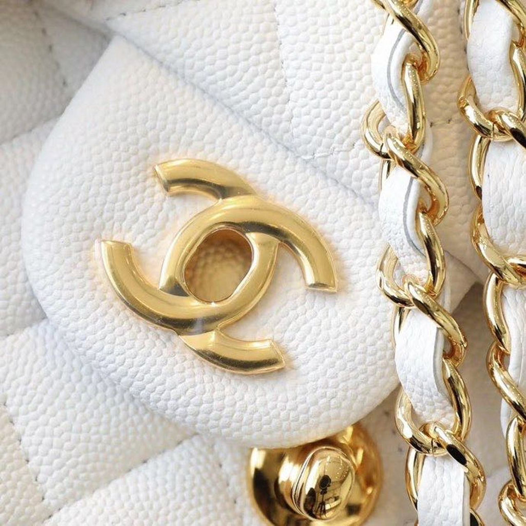 CHL Classic Mini Flap Bag Golden Hardware White For Women 6.6in/17cm A35200