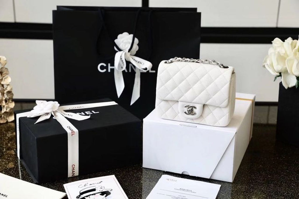 CHL Classic Mini Flap Bag Silver Hardware White For Women 6.6in/17cm A35200
