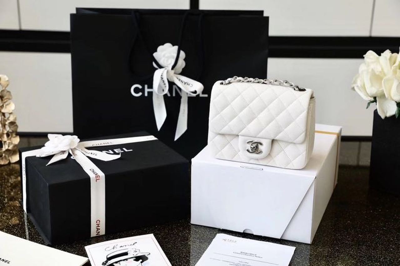 CHL Classic Mini Flap Bag Silver Hardware White For Women 6.6in/17cm A35200