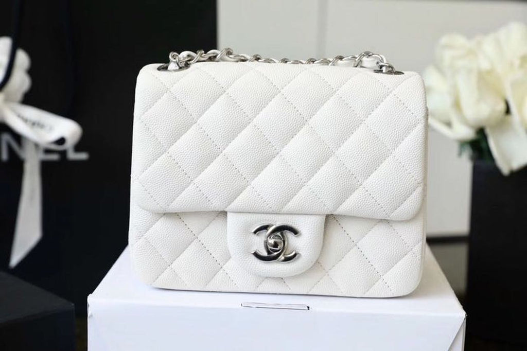 CHL Classic Mini Flap Bag Silver Hardware White For Women 6.6in/17cm A35200