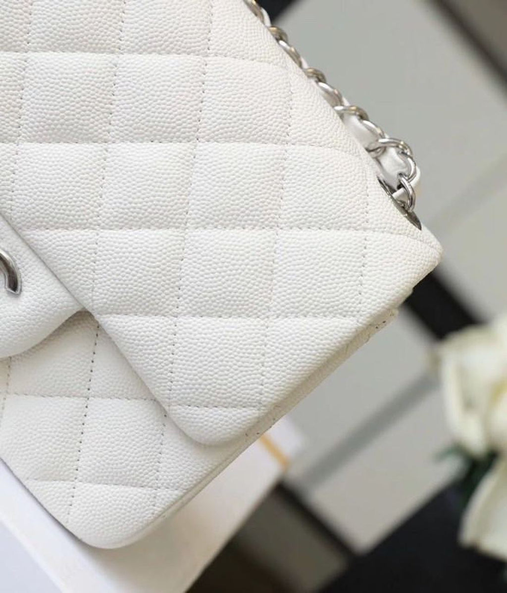 CHL Classic Mini Flap Bag Silver Hardware White For Women 6.6in/17cm A35200