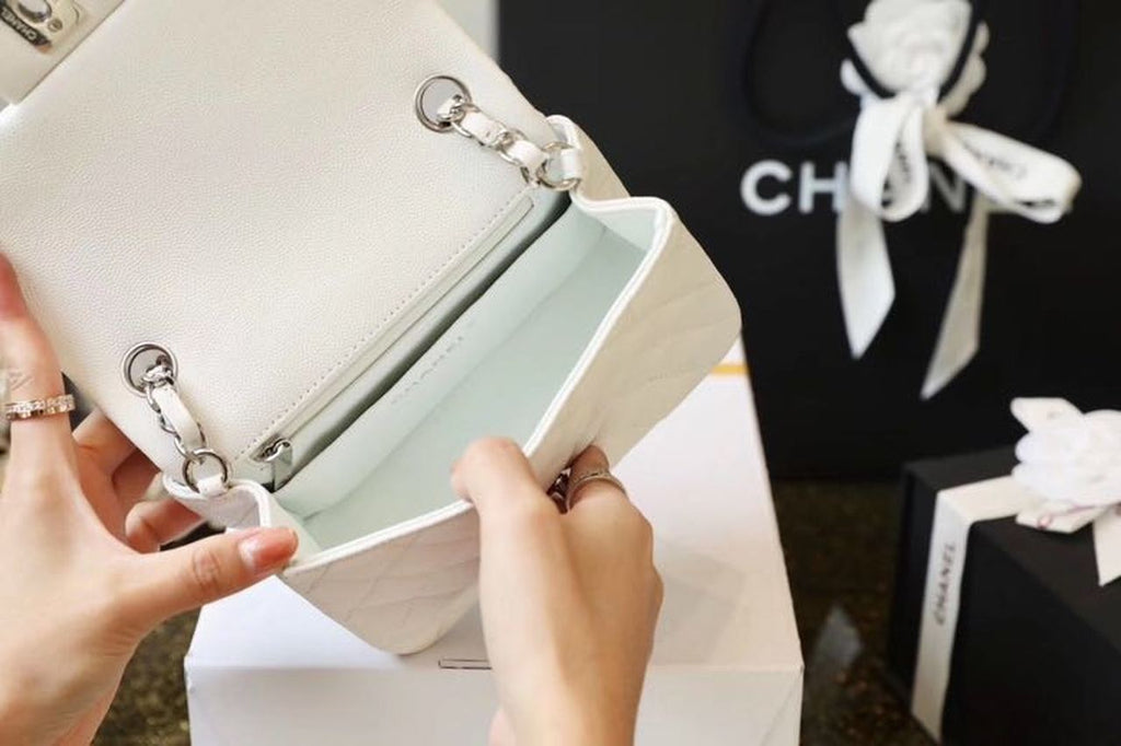 CHL Classic Mini Flap Bag Silver Hardware White For Women 6.6in/17cm A35200
