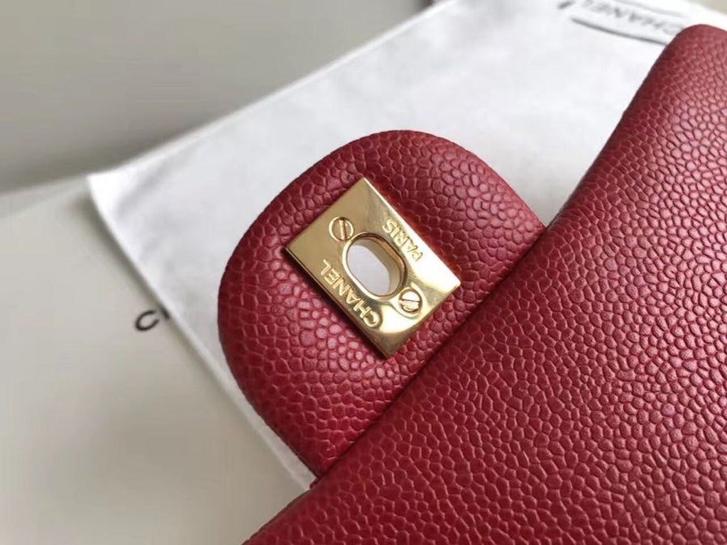 CHL Classic HandBag With Charm Chain CHL Gold Toned Hardware Red For Women