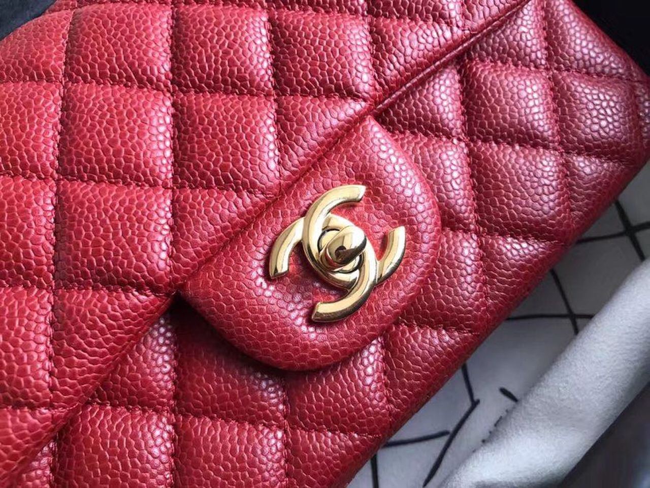 CHL Classic HandBag With Charm Chain CHL Gold Toned Hardware Red For Women