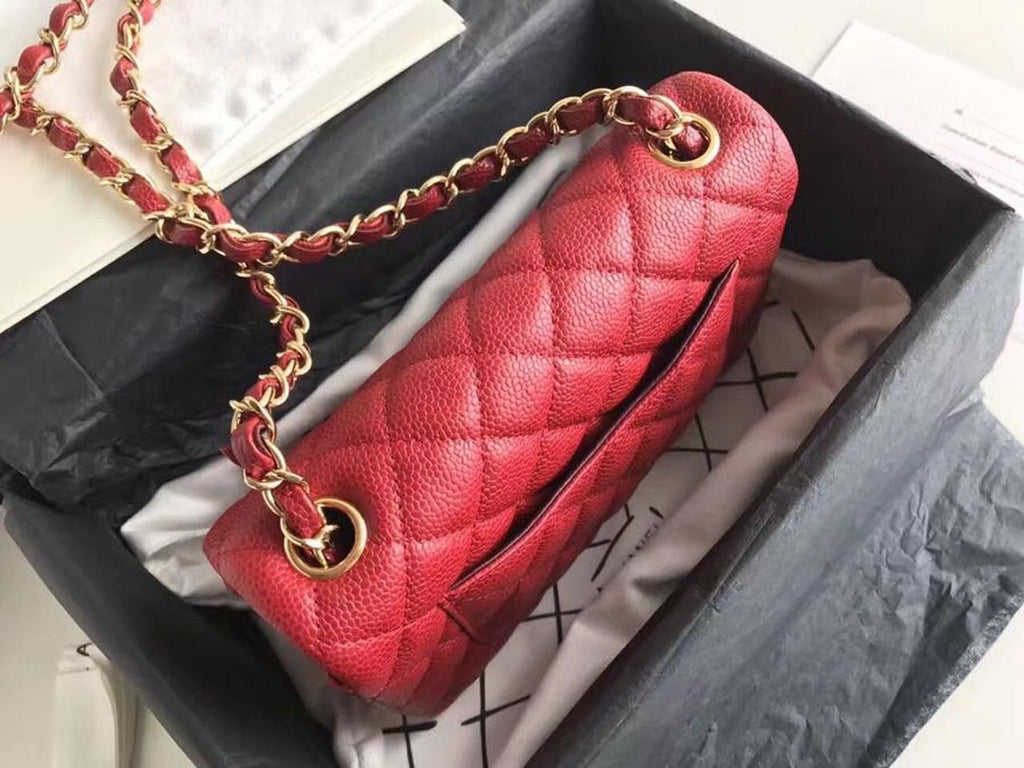 CHL Classic HandBag With Charm Chain CHL Gold Toned Hardware Red For Women