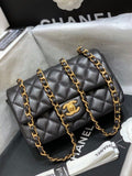 CHL Classic Flap Bag Gold Toned Hardware Black For Women, Women’s Bags, Shoulder And Crossbody Bags 7.8in/20cm A01116