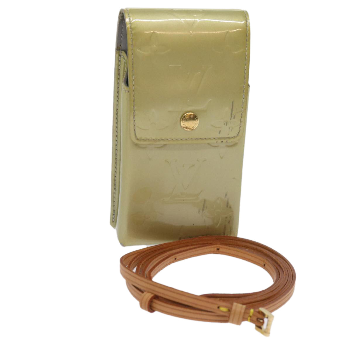 Grey Patent Leather Cigarette Case with Shoulder Strap