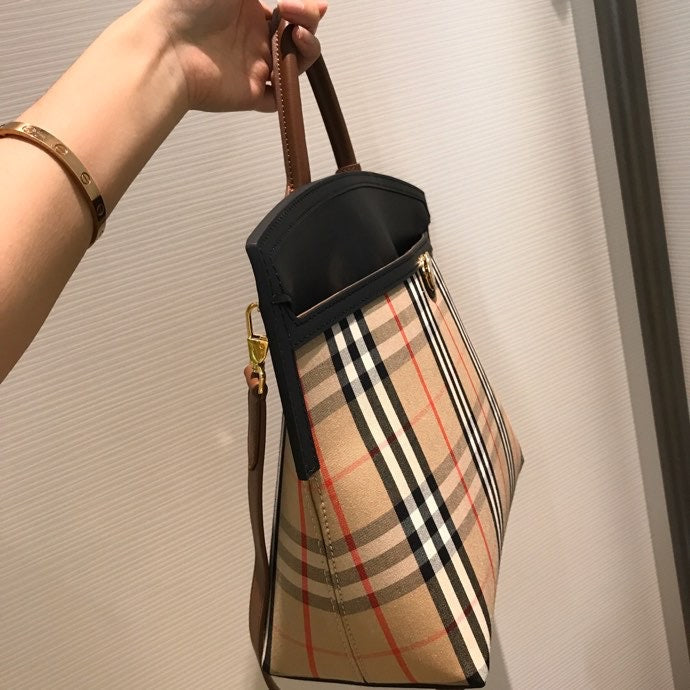 GLAMI Small Vintage Check Society Top Handle Bag For Women, Bags 14.6in/37cm