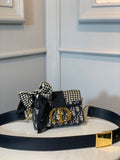 GLAMI 30 Montaigne Box Bag Blue Oblique For Women17.5cm/7in FD Gold Toned Hardware CD