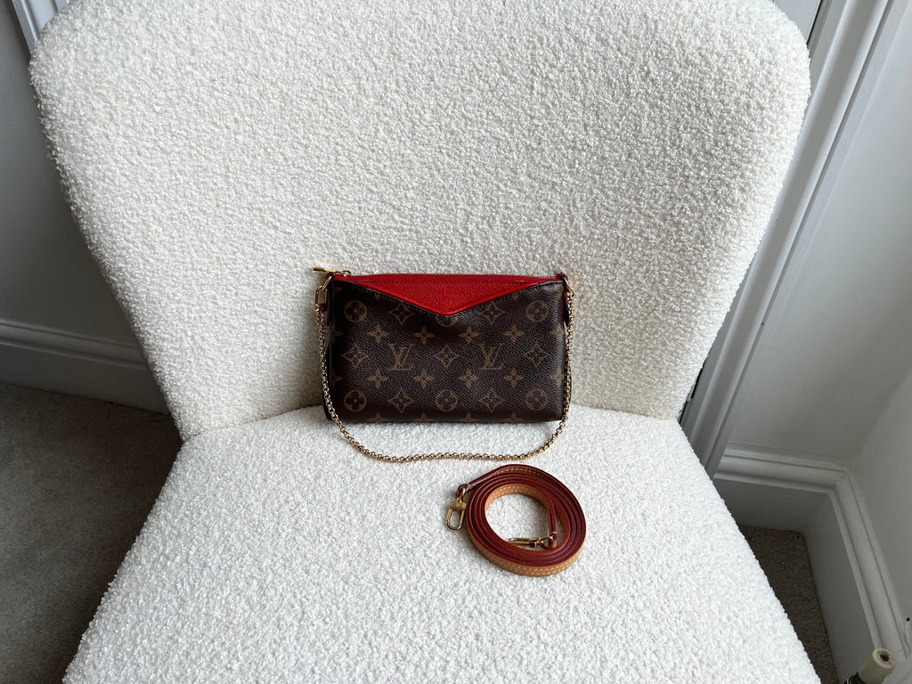 Louis Vuitton Red and Monogram Pallas Pochette