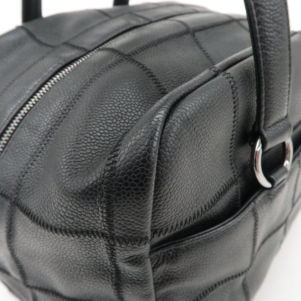CHANEL Chocobar Caviar Skin Boston Bag Shoulder Bag Black
