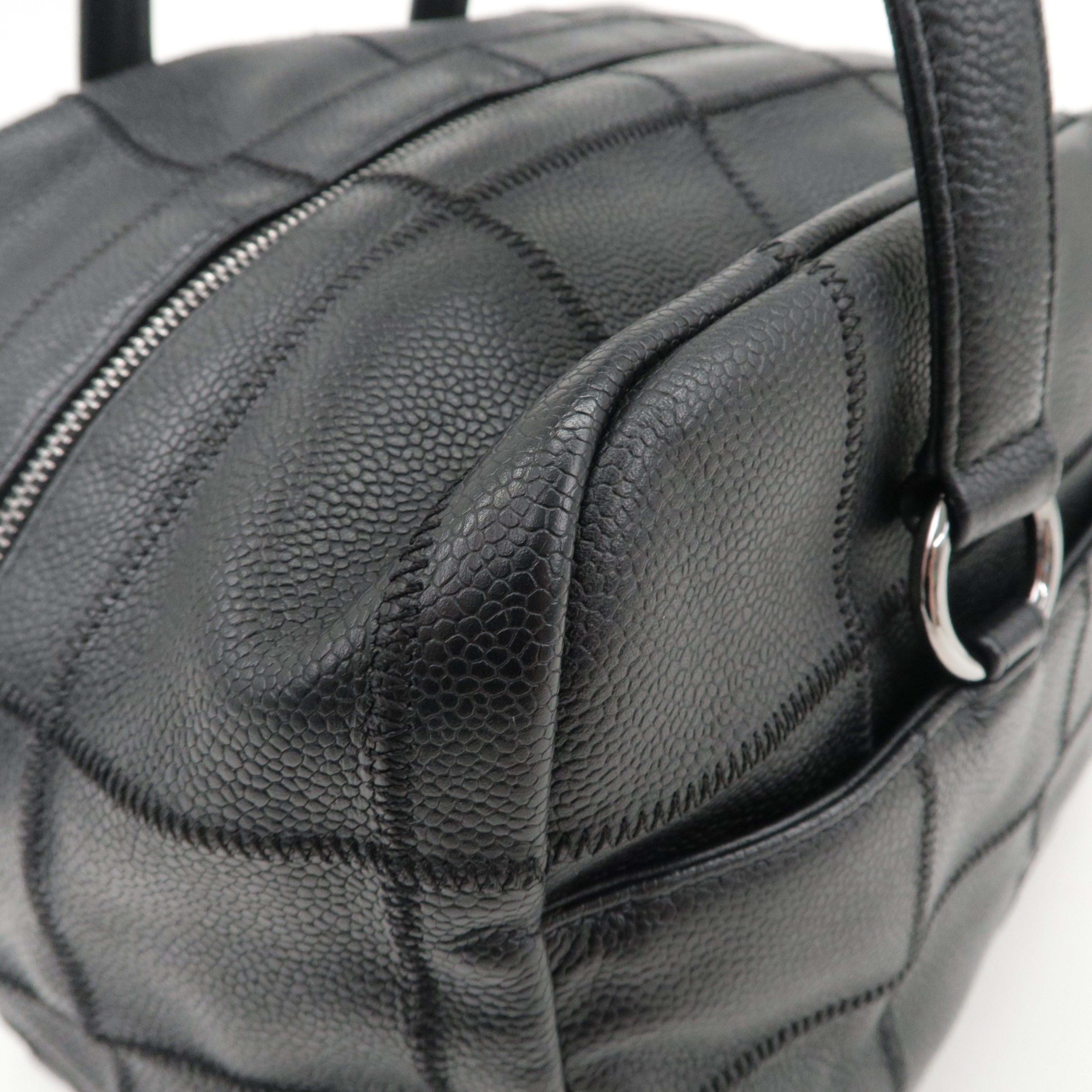 CHANEL Chocobar Caviar Skin Boston Bag Shoulder Bag Black