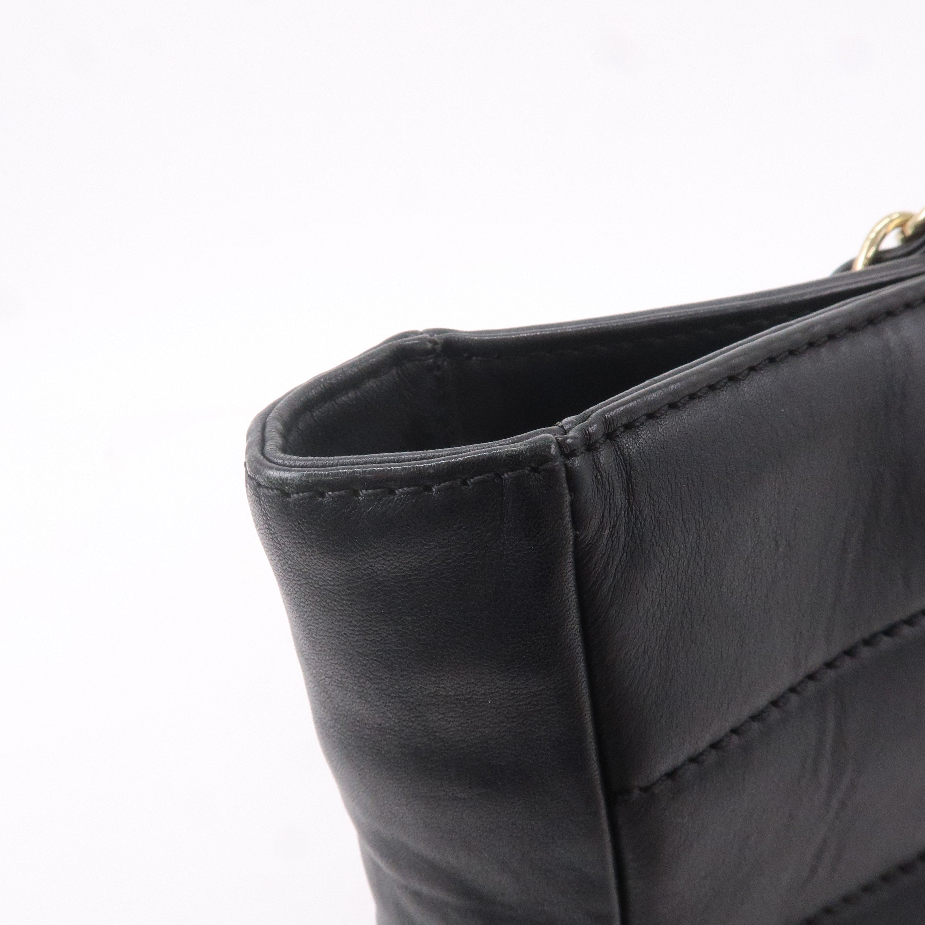 CHANEL Chocolate Bar Lamb Skin Chain Tote Bag Black A17859