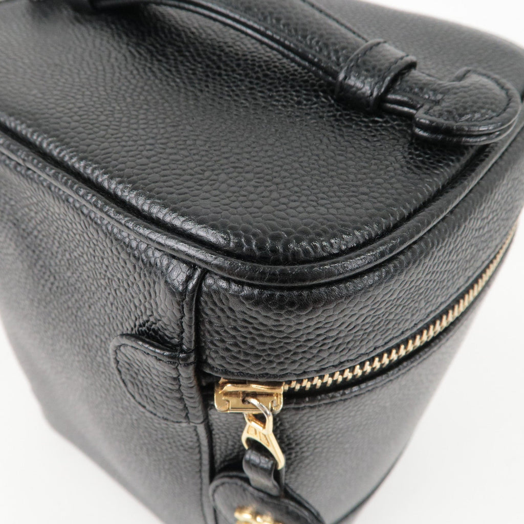 CHANEL Caviar Skin Vanity Bag Hand Bag Cosmetic Pouch Black A01998