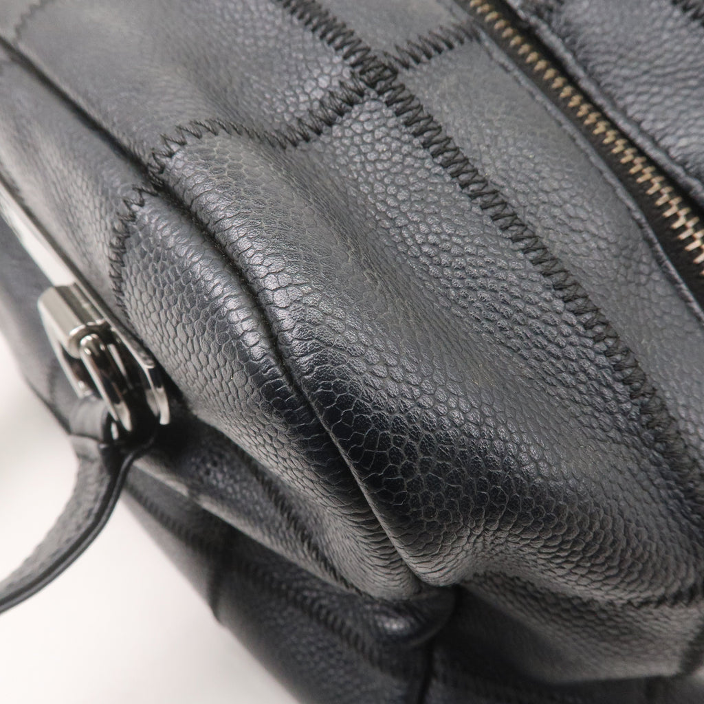 CHANEL Chocolate Bar Caviar Skin Boston Bag Black A26135