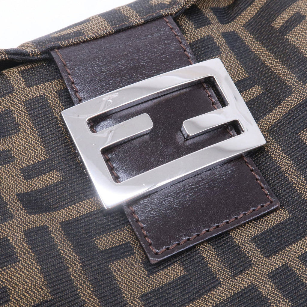 FENDI Zucca Canvas Leather Shoulder Bag Khaki Black Brown 26725